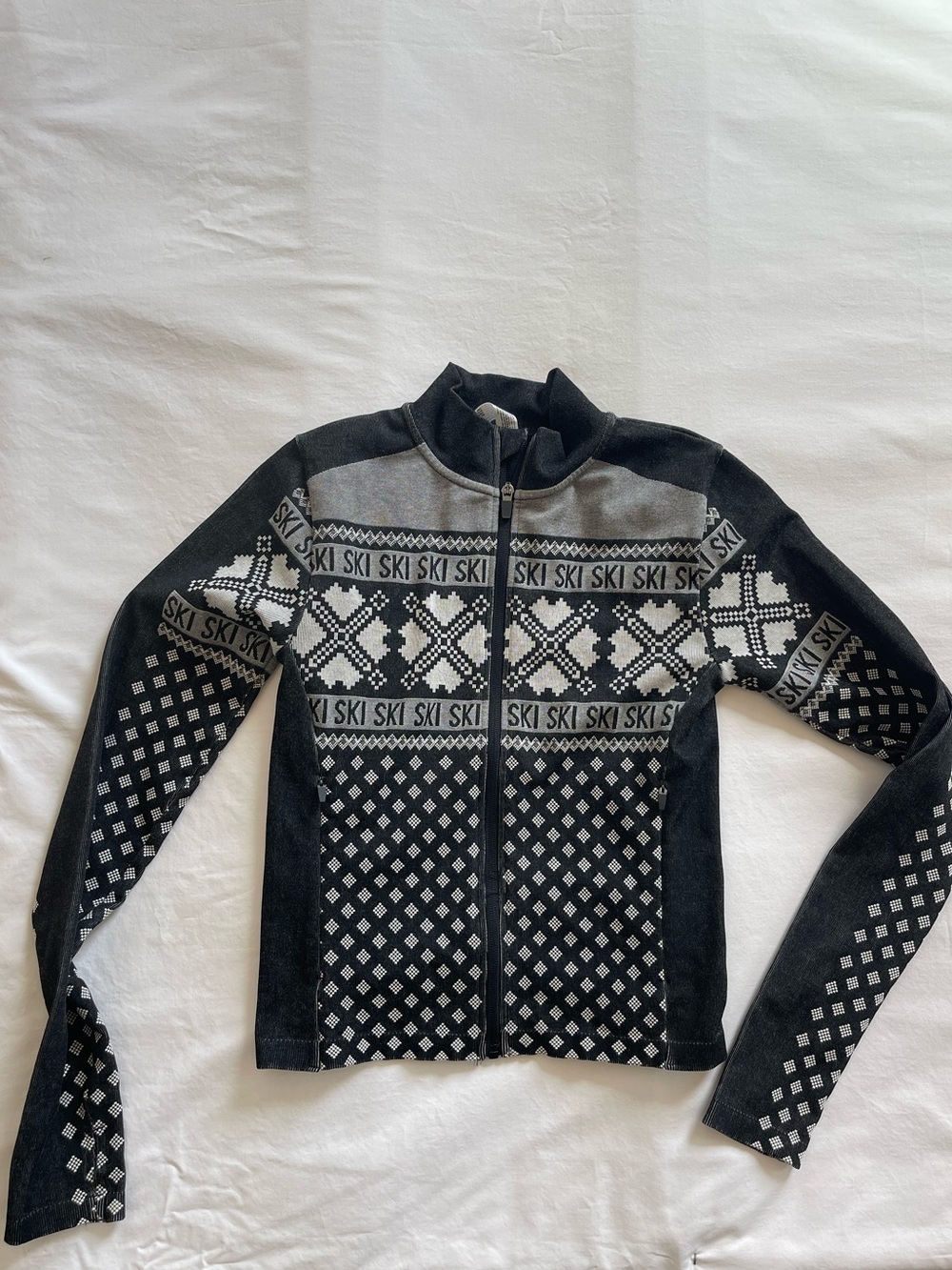 all in motion Black & Gray Fair Isle Ski Zip-Up